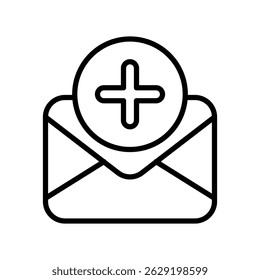 New Email Vector for Incoming Message and Mail Notification. Envelope icon with alert badge, fresh message and digital paperwork. Outline Icon