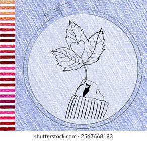 New embroidery. Colorful seamless pattern brush embroidery thread seam, fabric sewing machine stitches line border, textile seam. Needlework.  Template tambour frame with a canvas, element...