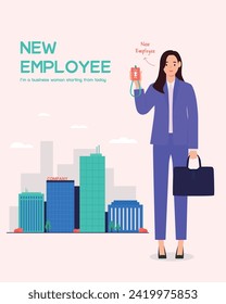 New employee concept. woman in business suits. Vector illustration