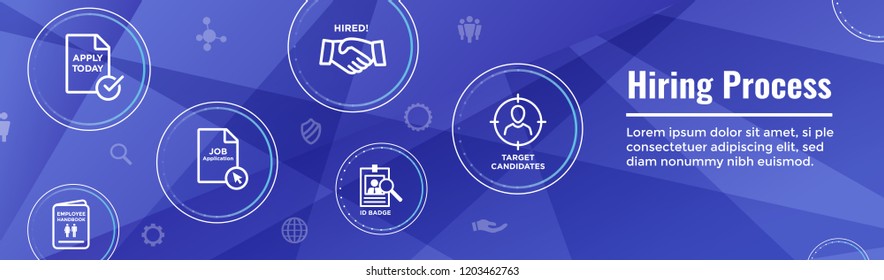 New Employee Hiring Process icon set w Web Header Banner