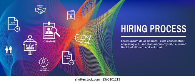 New Employee Hiring Process icon set & Web Header Banner