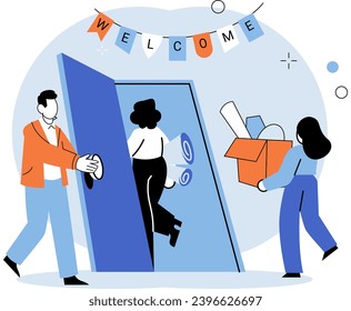 New employee. Vector illustration. The arrival new employee signifies growth and progress within organization The new employee metaphor highlights employment process, including recruitment