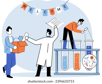 Nuevo empleado. Ilustración vectorial. La llegada del nuevo empleado significa crecimiento y progreso dentro de la organización La nueva metáfora de los empleados resalta el proceso de empleo, incluida la contratación