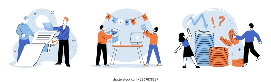 New employee. Vector illustration. Colleagues and team members play vital role in helping new employee feel welcome and supported Effective communication and cooperation within team are essential