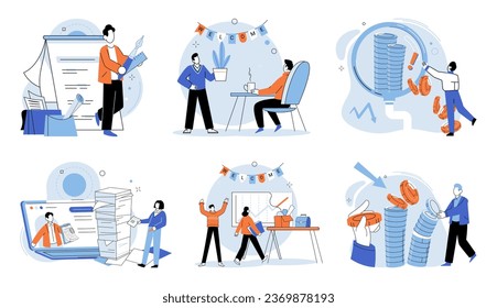 New employee. Vector illustration. The company provides platform for new employee to grow and advance in their career The new employee brings fresh insights and perspectives clead to innovative