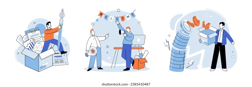 New employee. Vector illustration. The new employee metaphor underscores significance effective management and leadership in guiding and developing new employees The company provides platform