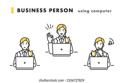 New employee's upper body avatar set Female business person PC