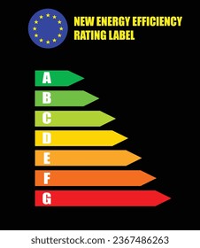Nueva etiqueta de clasificación de eficiencia energética como archivo vectorial que se utilizará en el diseño de los diseños relacionados con el uso de energía