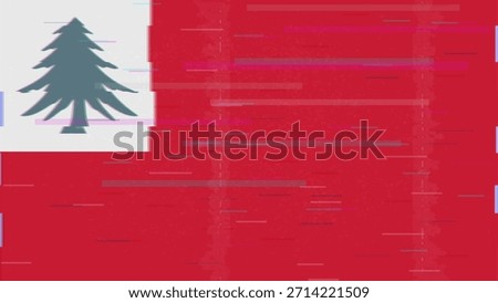 New England glitch flag vector, RGB split distortion, digital abstract video frame illustration