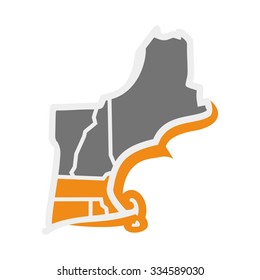 New England Map. New England Logo Template.
