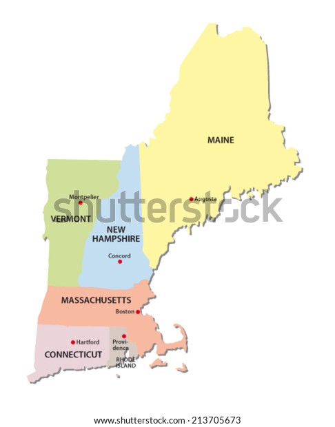 New England States Map Stock Vector (Royalty Free) 213705673