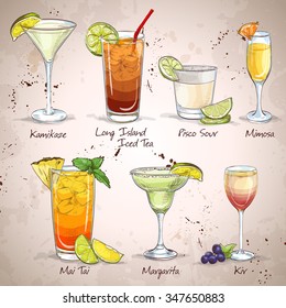 New Era Drinks Cocktail Set, excellent vector illustration, EPS 10