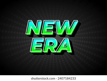 Nueva era. Diseño de efecto de texto en color azul degradado, aspecto 3D. Fondo oscuro