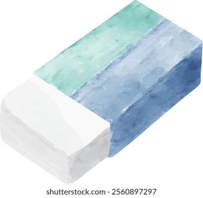 New eraser painted with watercolor