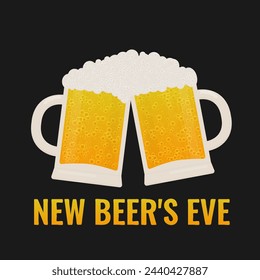 New Beer’s Eve. Beer day typography poster. Vector template for banner, flyer, sticker, postcard, etc