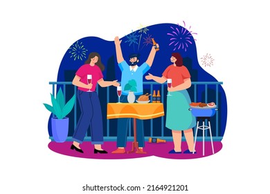 New year’s Eve Illustration concept. Flat illustration isolated on white background