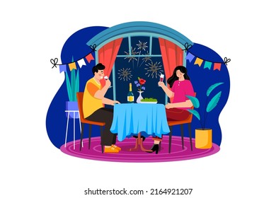 New year’s Eve Illustration concept. Flat illustration isolated on white background
