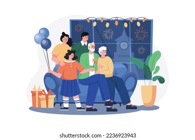 New year’s Eve Illustration concept. Flat illustration isolated on white background