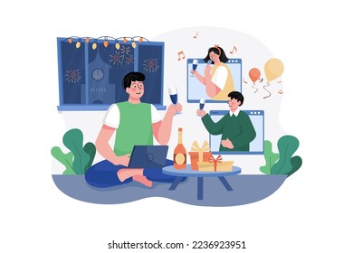 New year’s Eve Illustration concept. Flat illustration isolated on white background