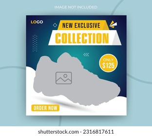 New exclusive collection fashion sale shoes online post promotion layout web banner template