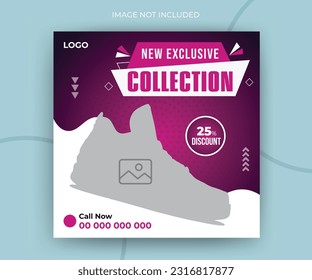 New exclusive collection fashion sale shoes online post promotion layout web banner template