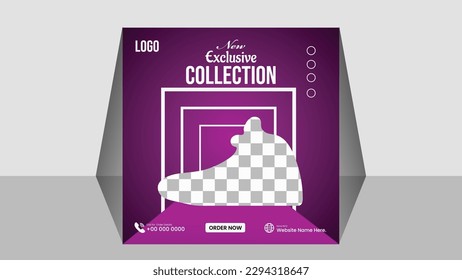 New Exclusive Collection Shoe Social Media Post Design, new And branding shoe vector template