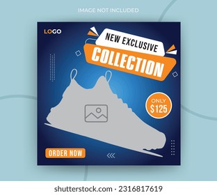 New exclusive collection sport shoes or fashion sale social media post web banner template