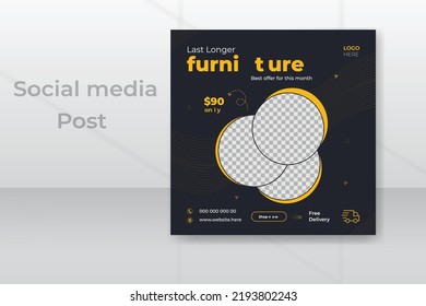 New Exclusive furniture social media post banner template design Premium Eps format