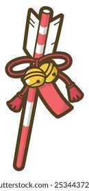 
New Year’s exorcising arrow. Arrow used to drive off evil. Japanese traditional culture. Vector illustration.