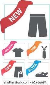 new, extra, free, offer, ribon, promotion, advertising corner signs. vector