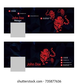 New Facebook Cover with red lion and Black and Blue Polygonal Background with useful material