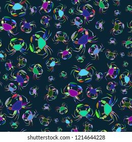New fairy crab multicolor background seamless.