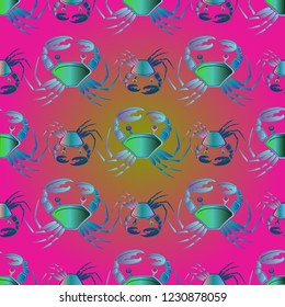 New fairy crab multicolor background seamless.