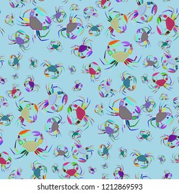 New fairy crab multicolored background seamless.