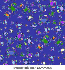 New fairy crab multicolored background seamless.