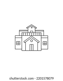 New Family Cottage. House Line Art  Icon, Isolated On White Background. Illustration Vectorline Art. Perfect For Home Decor Such As Posters, Wall Art, Tote Bag, T-shirt Print, Sticker, Mobile Case
