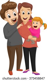 New family with girl. Happy family