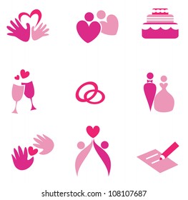 new family, wedding set of vector icons