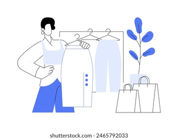 New fashion collection isolated cartoon vector illustrations. Stylish girl choosing clothes from new collection in shopping mall, people lifestyle, appearance care, consumerism vector cartoon.