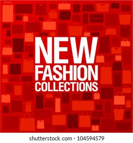 New fashion collections design template with shopping bags pattern.