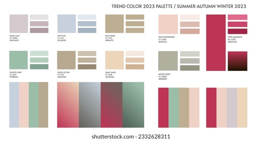 New fashion color and gradients trend 2023. Color palette forecast of the future color trend and gradients new color combinations Summer Autumn Winter 2023