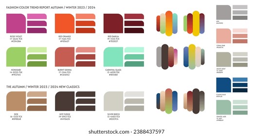 New fashion color and gradients trend 2023 2024. Color palette forecast of the future color trend and gradients new color combinations Winter 2023