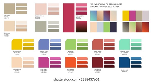 New fashion color and gradients trend 2023 2024. Color palette forecast of the future color trend and gradients new color combinations Winter 2023