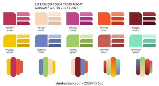 New fashion color and gradients trend 2023 2024. Color palette forecast of the future color trend and gradients new color combinations Winter 2023