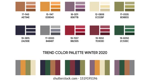 New fashion color trend winter 2019 2020. Color palette forecast of the future color trend