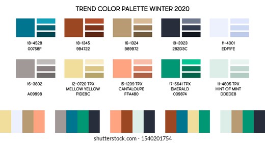 New fashion color trend winter 2019 2020. Color palette forecast of the future color trend