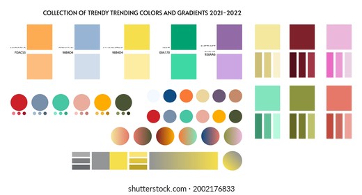 New fashion color trend winter 2021 2022. Color palette forecast of the future color trend and gradients