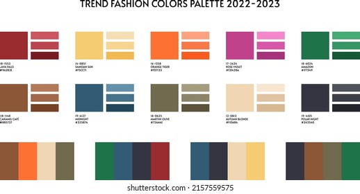 New fashion color trend winter 2022 2023. Color palette forecast of the future color trend - Shutterstock ID 2157559575