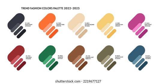 Nueva tendencia de moda en el invierno 2022 2023. Previsión de paleta de color de la tendencia de color futura nueva