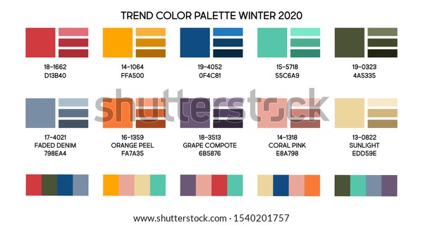 New fashion color trend winter 2019\
2020. Color palette forecast of the future color\
trend